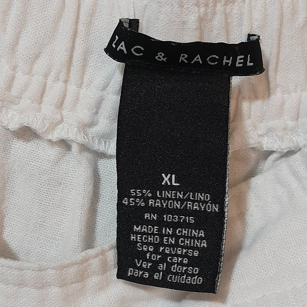 Zac & Rachel Wide Leg Linen Blend White Cargo Pants Size XL - Picture 6 of 6